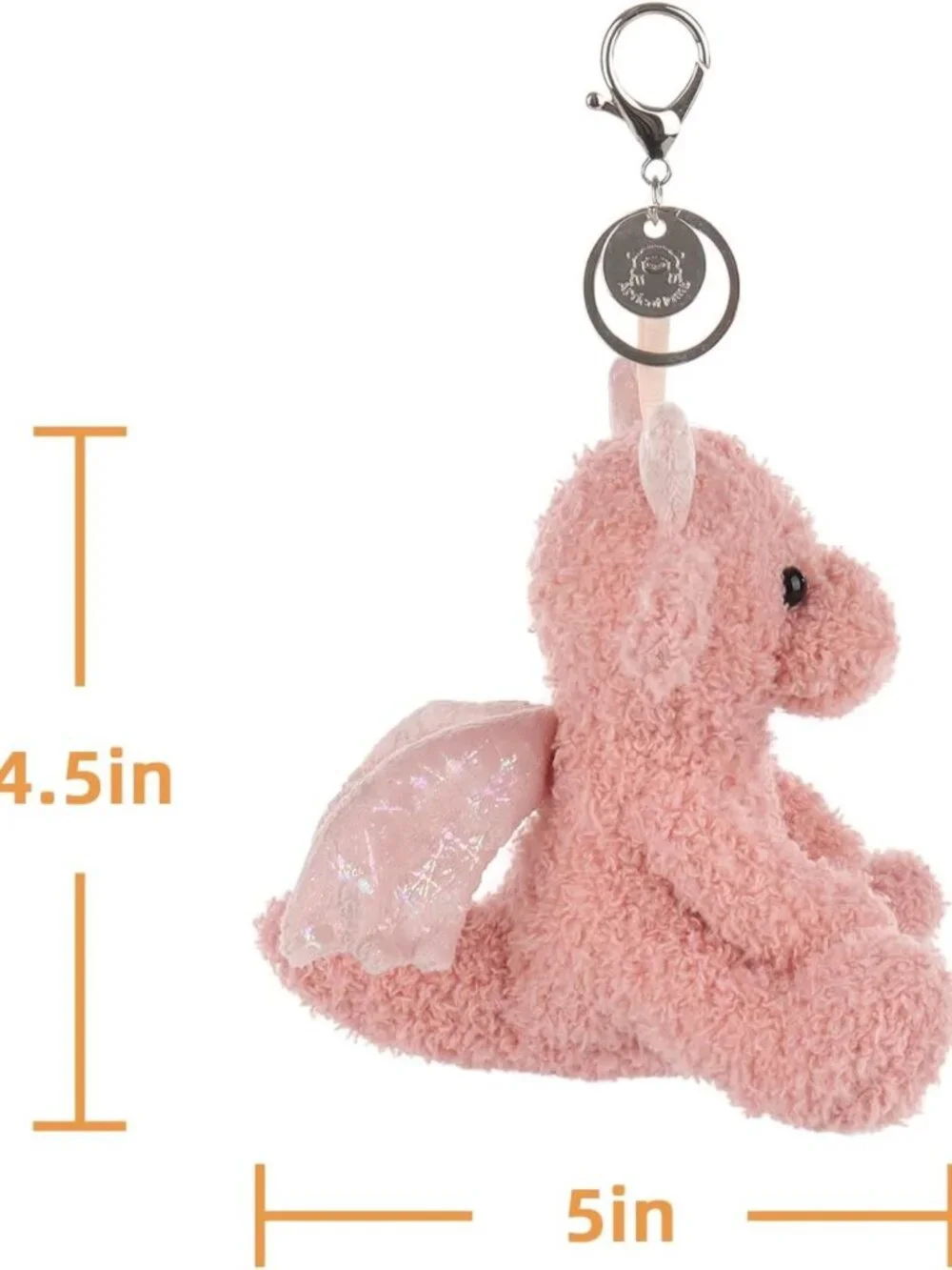 Cute Apricot Lamb Dragon Plush Keychain Toy for Kids' Backpack or Purse, 4.8